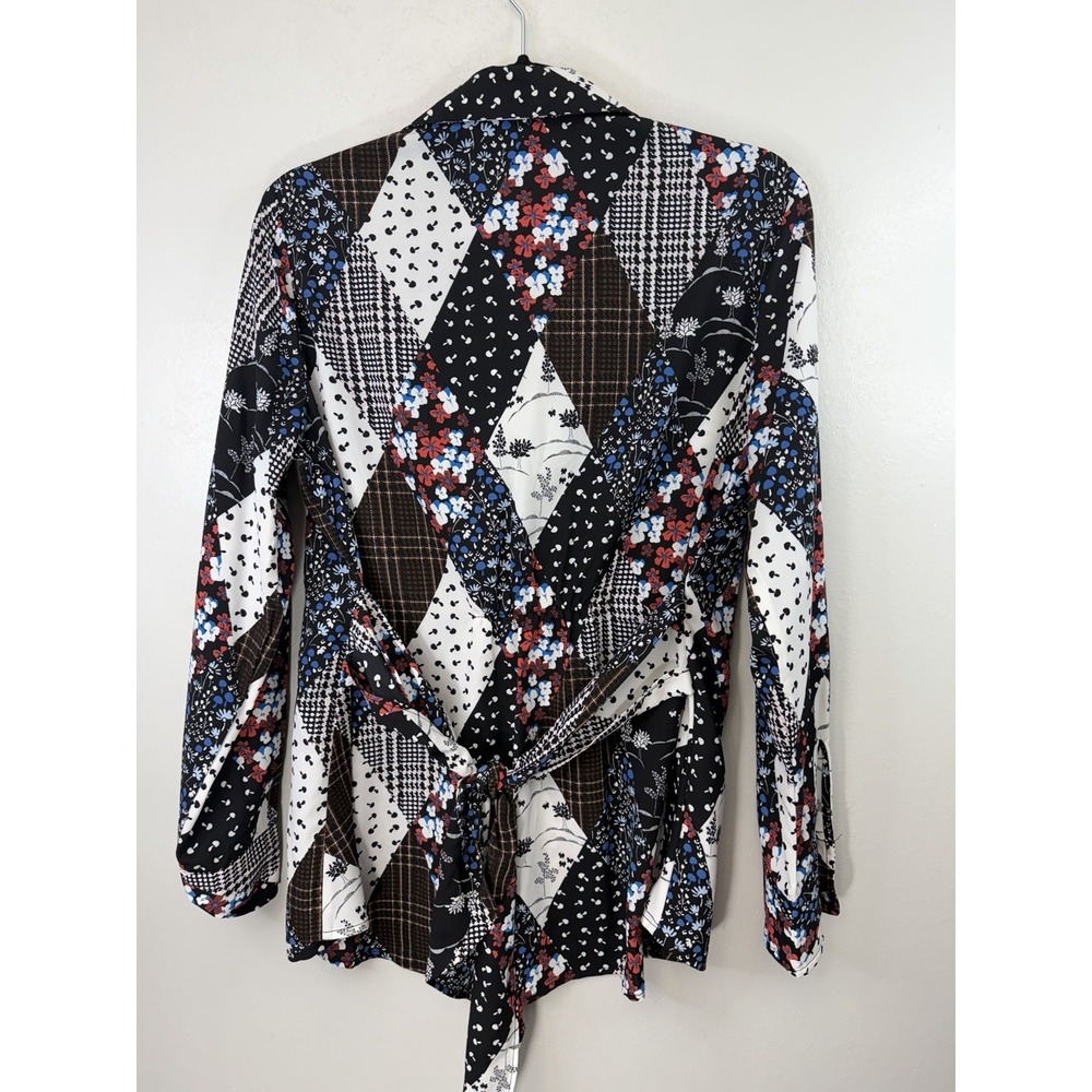 Tommy Hilfiger‎ Printed Patchwork Button-up Shirt Size Medium Tie back - Picture 7 of 8